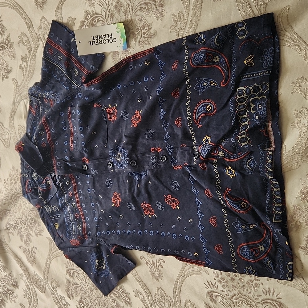 Brand new blue woven shirt.